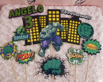 Hulk Cake Topper, Smash Birthday Party Decorations