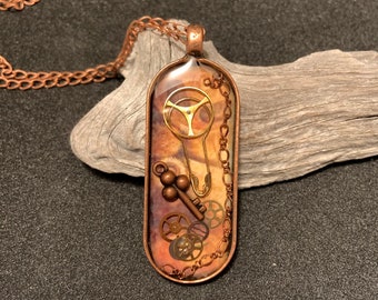 Steampunk Copper Bezel Pendant