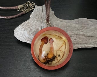 Mushrooms & Moss Resin Art Necklace