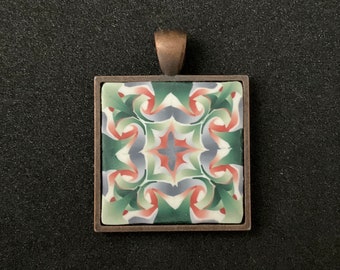 Polymer Clay Cane & Copper Pendant