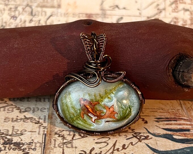 Koi Pond Inspired Wire Wrapped Resin Pendant