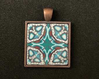 Polymer Clay Cane & Copper Pendant