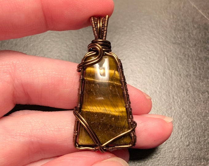 Tiger Eye Semi-Precious Wire Wrapped Pendant