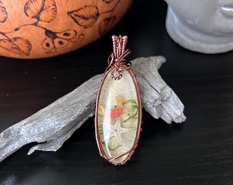 Starfish and Crab Wire Wrapped Pendant