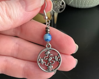 Five Frogs Charm with Blue Jasper Earrings