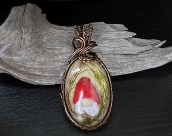 Gnome Oval Wire Wrapped Pendant