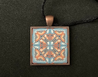 Polymer Clay Cane & Copper Pendant