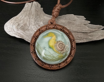 Seahorse & Shell Resin Art Necklace