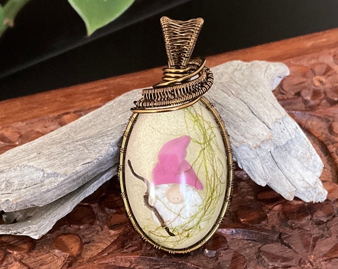 Gnome Oval Wire Wrapped Pendant