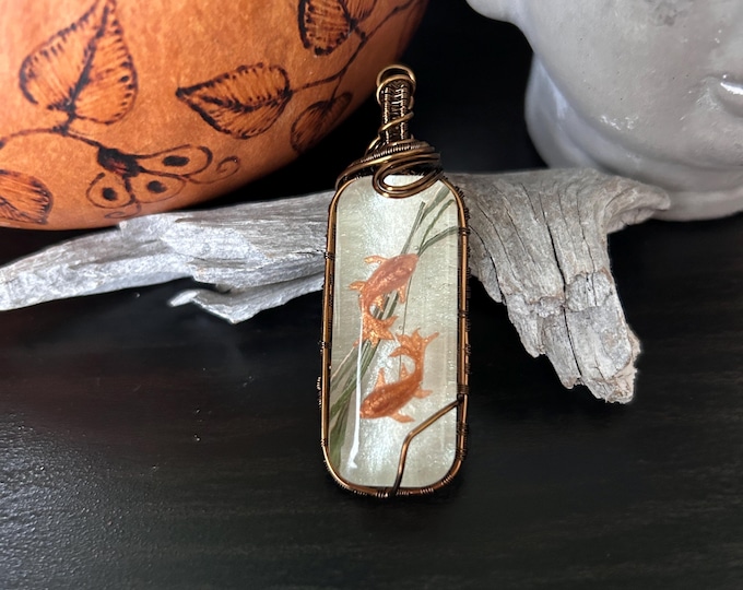 Featured listing image: Koi Pond Wire Wrapped Pendant