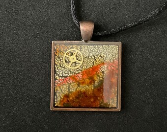 Polymer Clay Cane & Copper Pendant