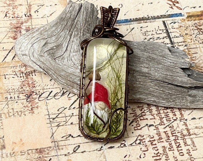 Gnome Resin Wire Wrapped Pendant