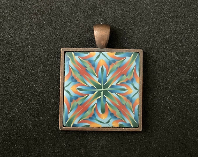 Polymer Clay Cane & Copper Pendant