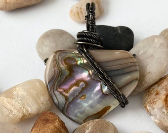 Abalone Wire Wrapped Pendant