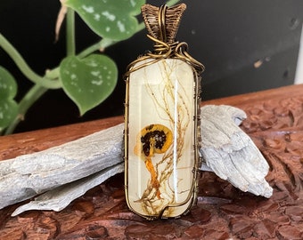 Mushroom & Moss Wire Wrapped Pendant
