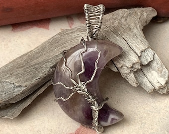 Amethyst Moon Wire Wrapped Pendant