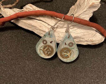 Steampunk Inspired Resin Earrings
