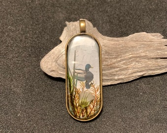 Mallard Duck Photo Bronze Bezel Pendant