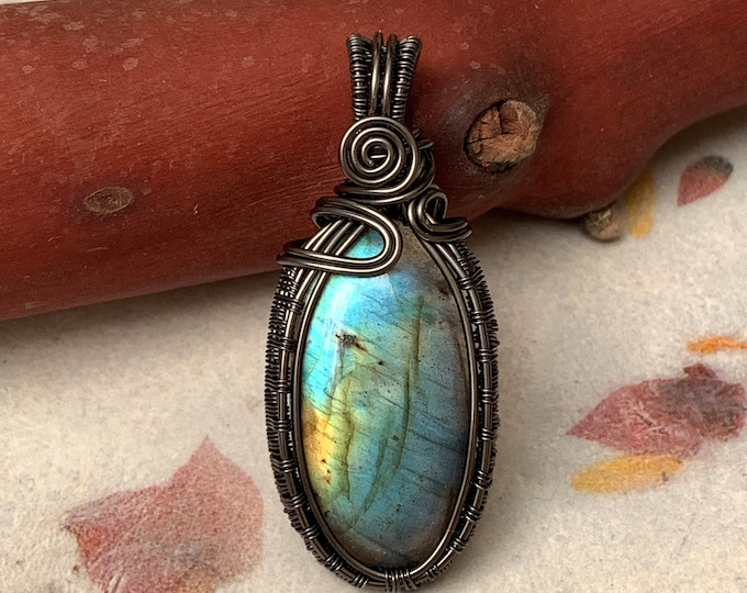 Labradorite Semi-Precious Wire Wrapped Pendant