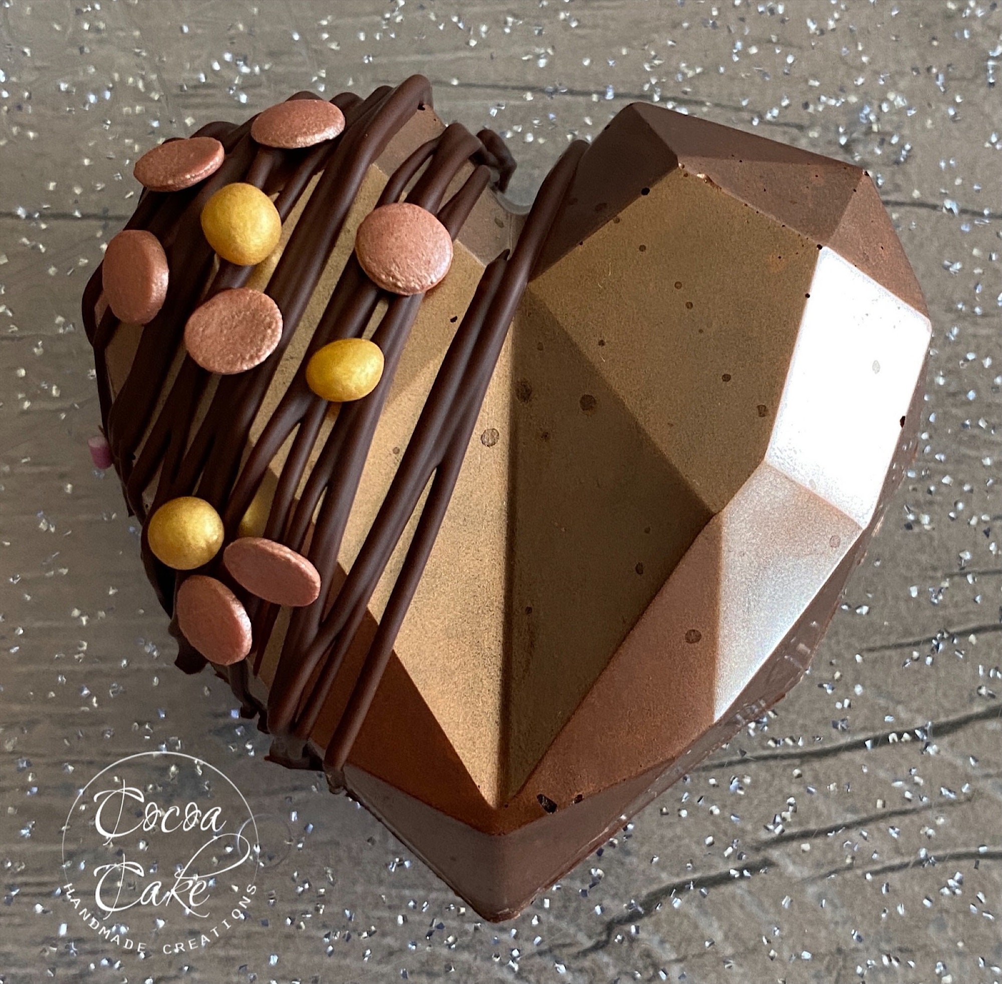 Handmade chocolate geo hearts cake cupcake topper Etsy