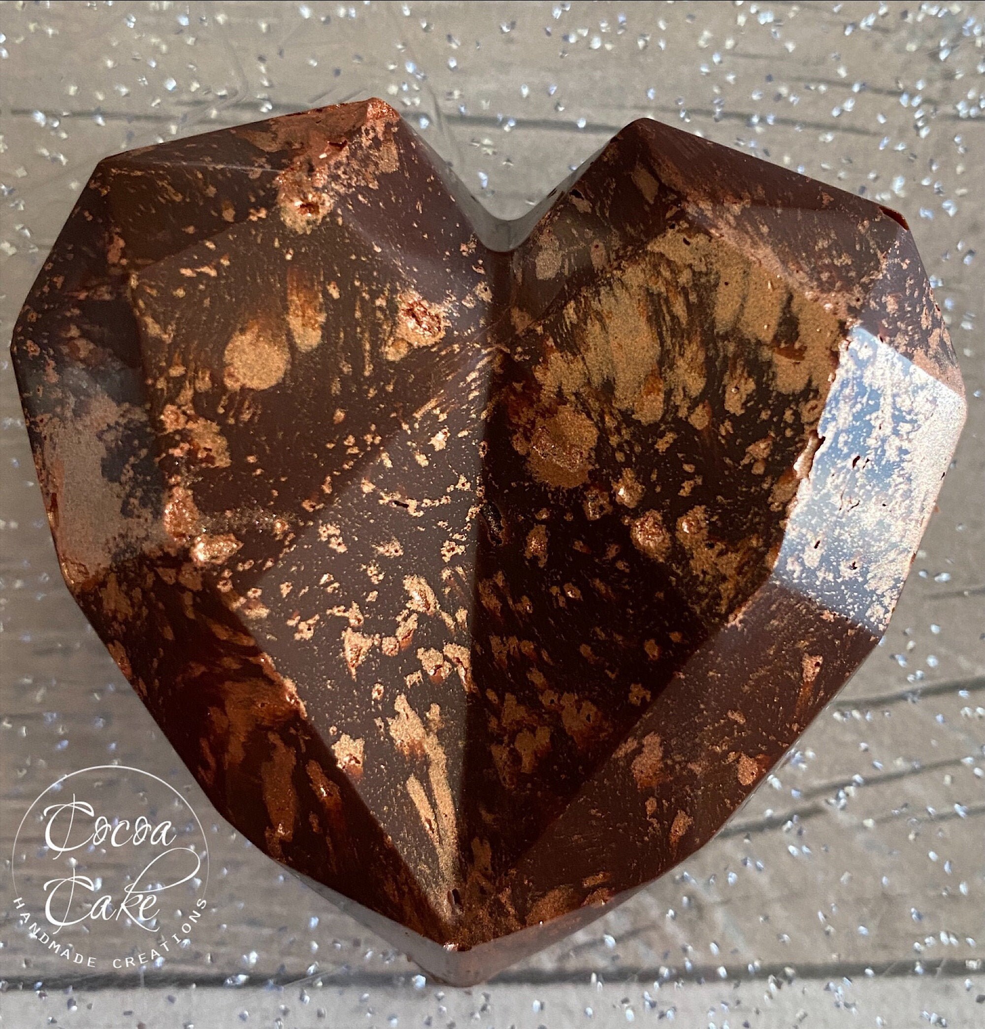 Handmade chocolate geo hearts cake cupcake topper Etsy