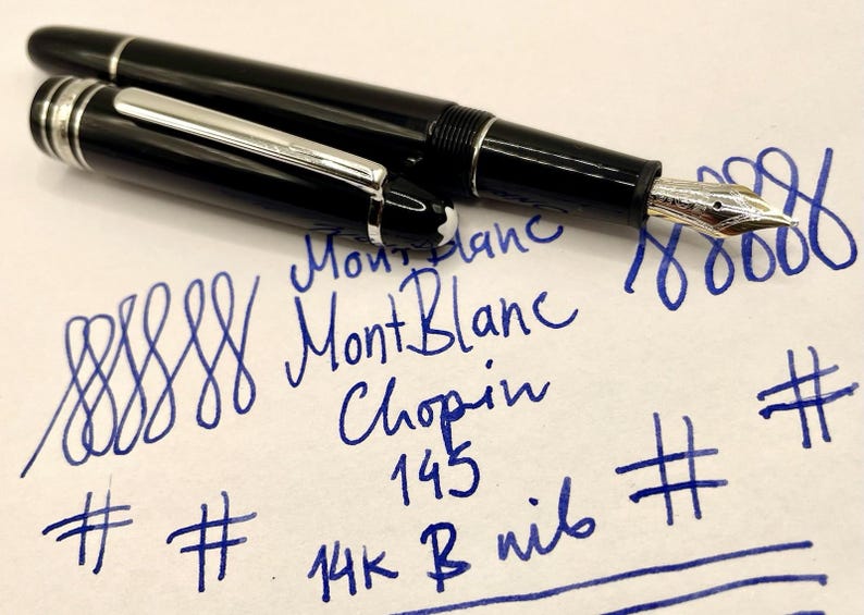 MONTBLANC Meisterstuck 145 P Chopin Platinum Füllfederhalter- 14k B Nib-144 146 149 Bild 1