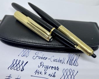 1950's OSMIA FABER CASTELL Progress 66 G Fountain Pen& Pencil Set- 14k F Nib-
