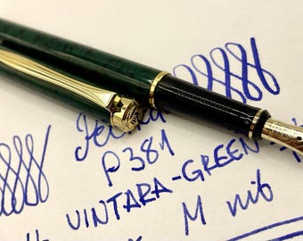 NOS 1992 PELIKAN P381 Vintara-grün Füllfederhalter- 14k M- Marmoriert- 140 400