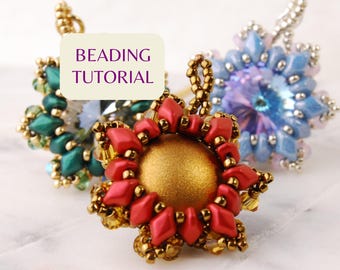 Beaded Pendant and Earring Tutorial, Seed Bead DIY With Gemduos (PDF Pattern)