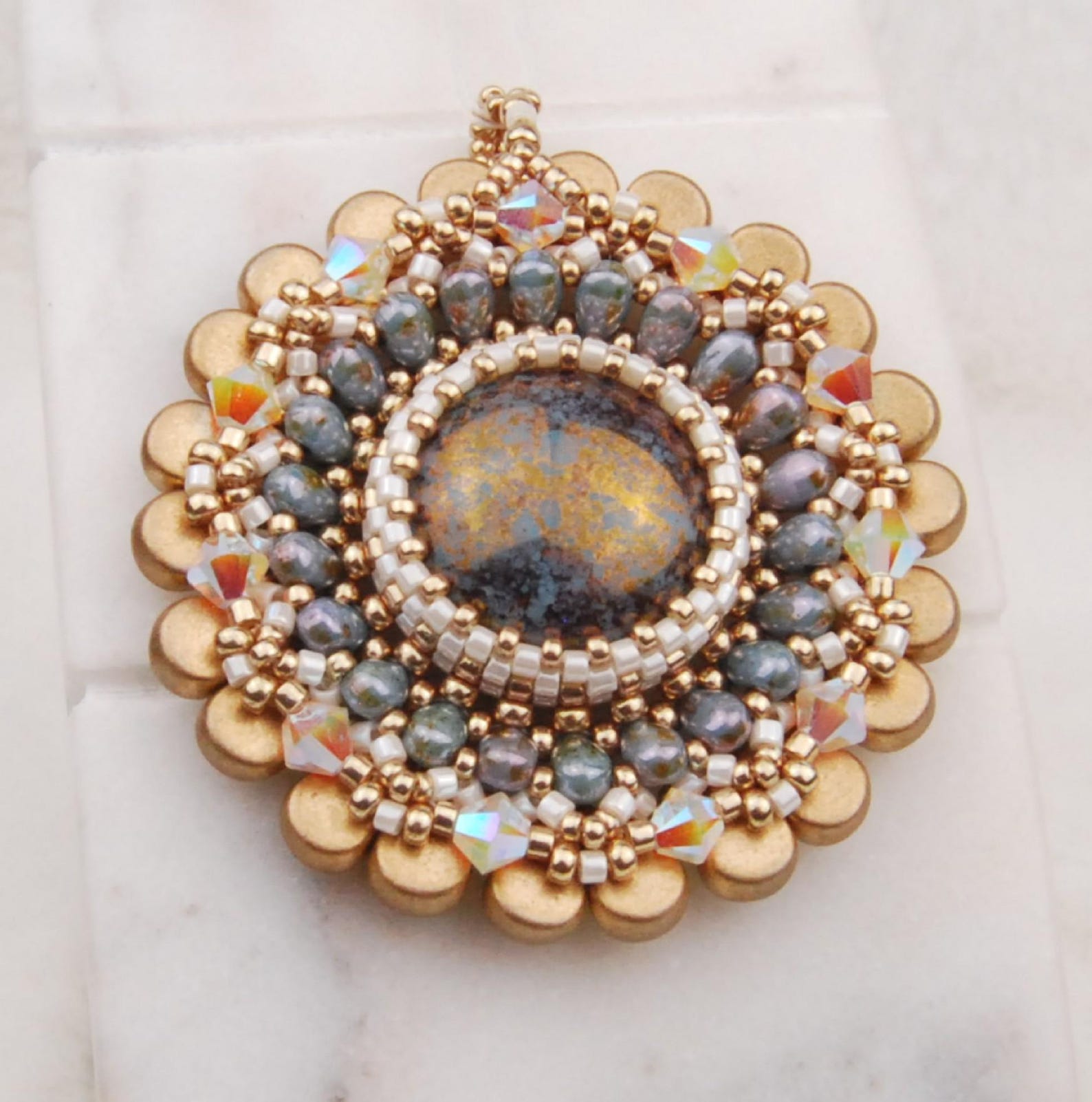 Beading Tutorial for Statement Pendant, Bead Pattern PDF, Jewellery ...