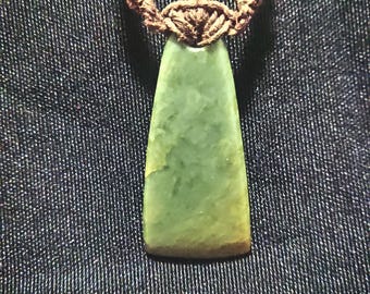 RARE "Blue and Blonde" Nephrite Jade pendant, Oso, WA, Macrame Necklace