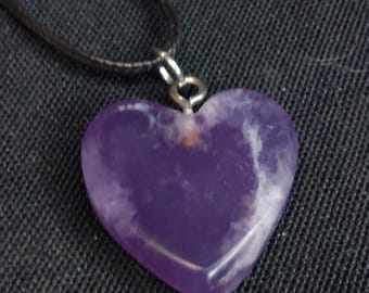 Handmade Purple Cloud Agate Heart Shaped Pendant, Burro Creek AZ