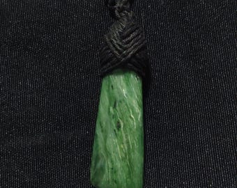 Handmade Jade Pendant, Afghanistan Nephrite, adjustable Macrame Cord