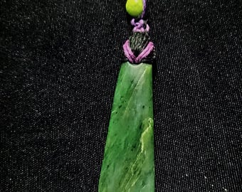 Handmade Afghanistan Nephrite pendant, macrame cord