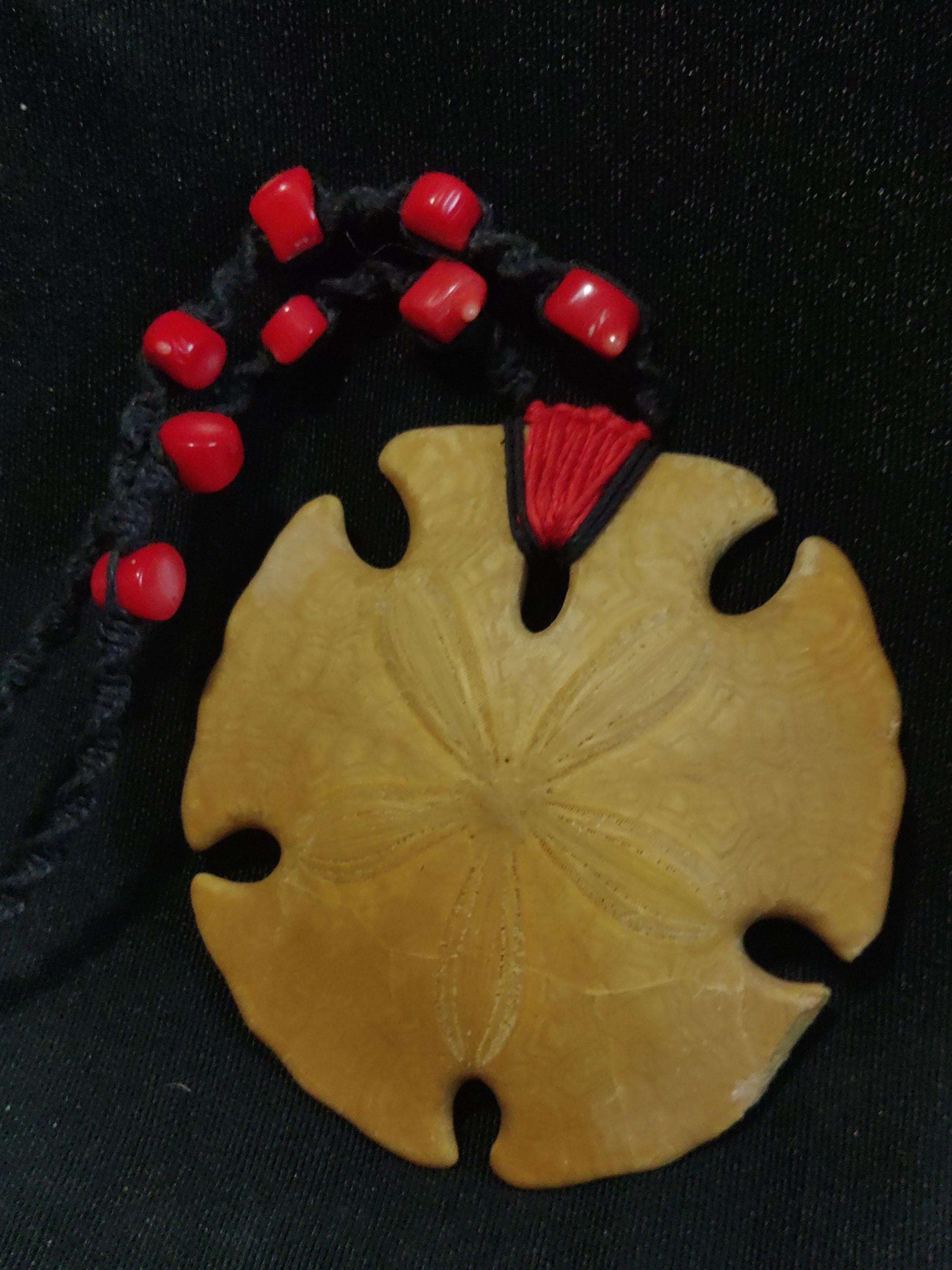 Fossil Encope Californicus Sand Dollar, Handmade Macrame Necklace ...
