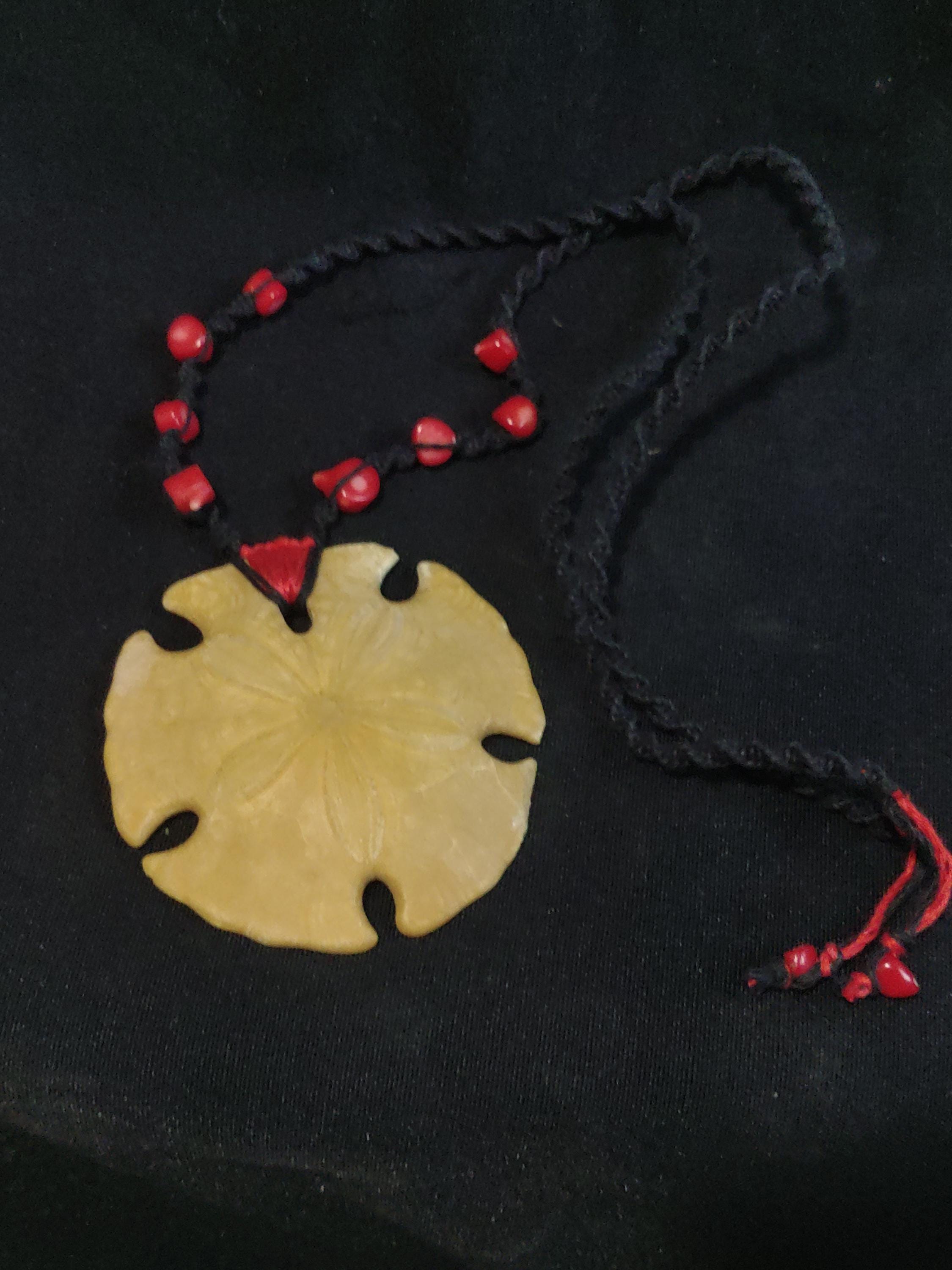 Fossil Encope Californicus Sand Dollar, Handmade Macrame Necklace ...
