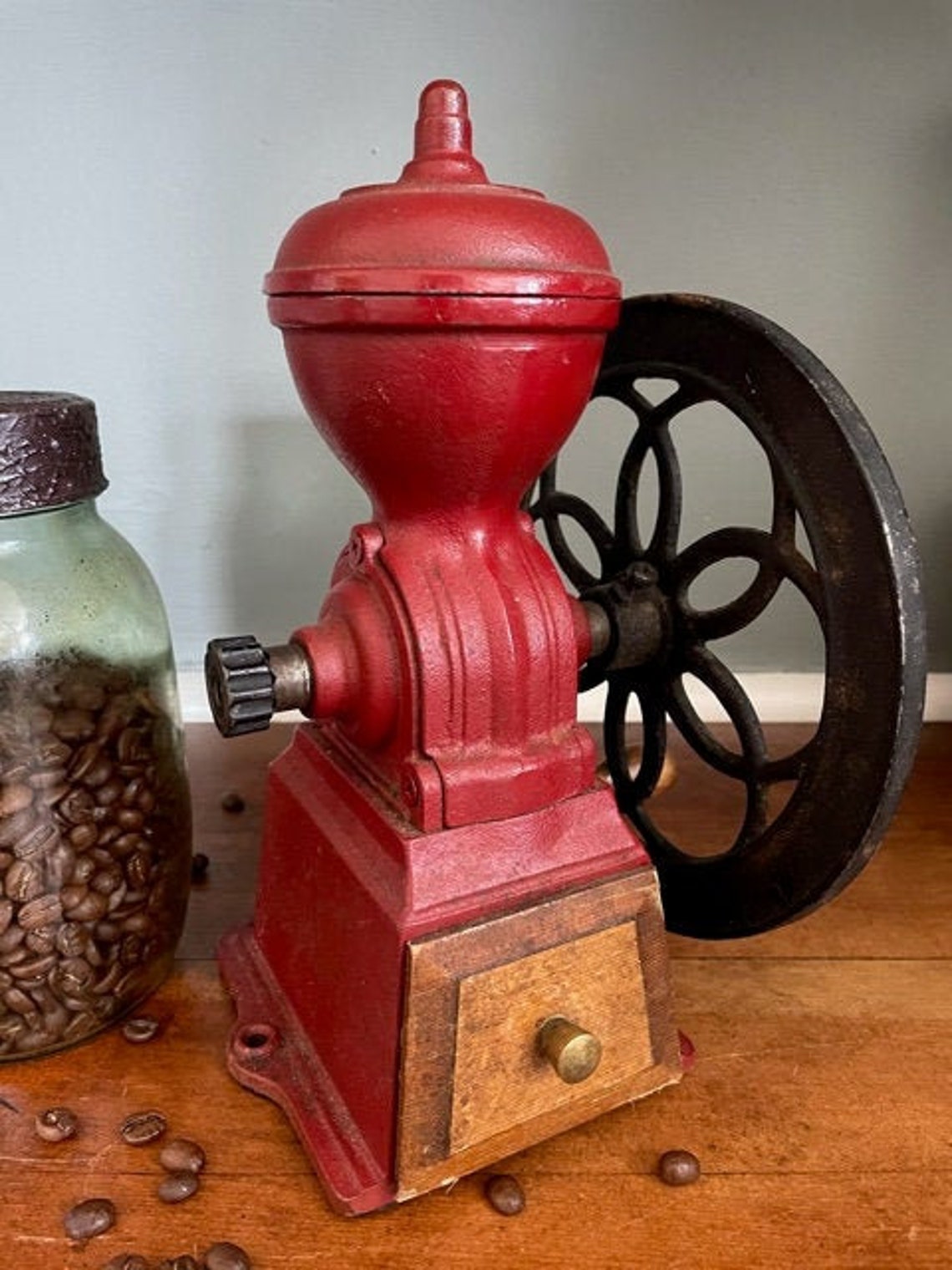 Kalita 'Dia' Hand Coffee Grinder Red Cast Iron Etsy