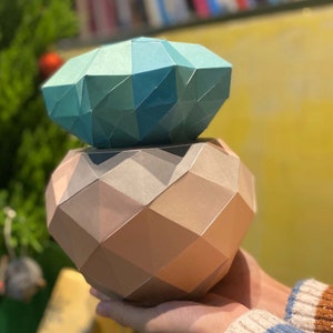 Papercraft 3D origami Cactus, Cactus decor - DIY kit digital PDF, low poly model, Shop decor, Home decor.