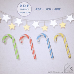 Candy christmas decorations, Papercraft 3D Christmas Candy cane, Candy, Christmas Lollipop, Low Poly PDF template 3d Model Sculpture