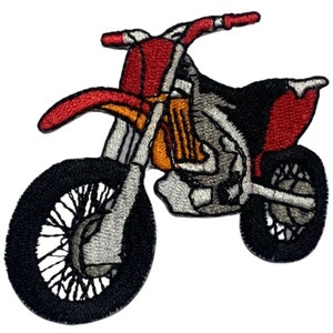 Dirt Bike Motorcross Racing Off Road Red Iron on Sew on Handmade Embroidered Patch Applique