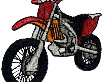 Dirt Bike Motorcross Racing Off Road Red Iron on Sew on Handmade Embroidered Patch Applique