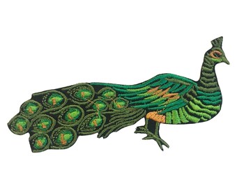 ID 0041A Shiny Peacock With Flowers Patch Wild Bird...