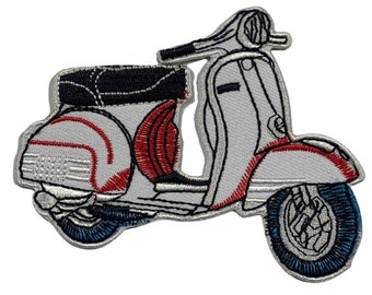 Vespa Scooter Iron-On Patch, Embroidered Moped Applique