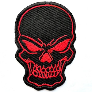 Insignia de calavera roja para ropa de motociclista, chaqueta, camisa, parche bordado para planchar o coser.