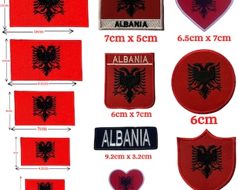 アルバニア国旗 アイロン接着パッチ 縫い付け刺繍アップリケバッジ