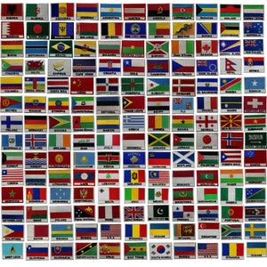 All World International Country Flag With Name Iron On Patch Embroidered Sew On Applique National Badge P-Z