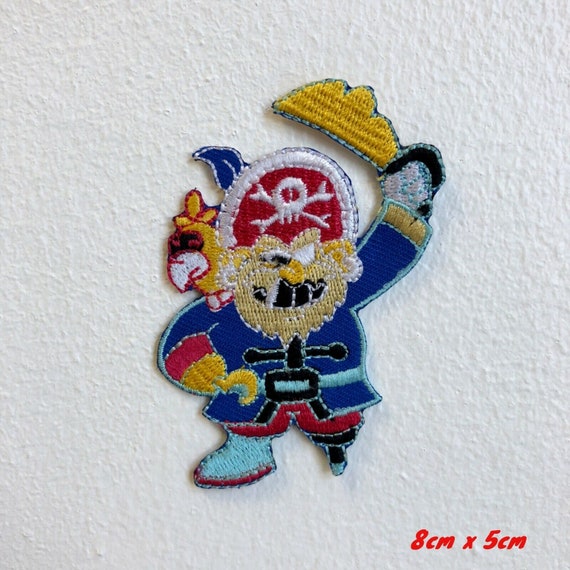 Pirate Skull with Eye Patch White Iron Sew on Hand made Embroidered Patch Applique