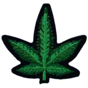 Parche termoadhesivo bordado con hoja de marihuana
