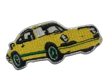 Sports Car Racing Yellow Iron On Patch Sew On Badge for Clothing Bags Jackets Jeans