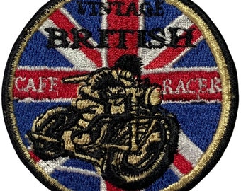 British Cafe Racer Biker Badges Iron On Sew On applique Embroidery Patch